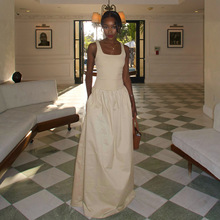 JY25256针织方领背心A摆连衣裙女ins欧美风跨境新款辣妹修身长裙