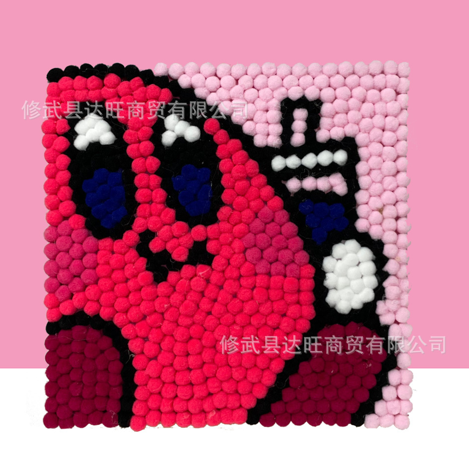 MQH20-022 / 20*20cm (wooden frame + canvas + hair ball + tweezers)
