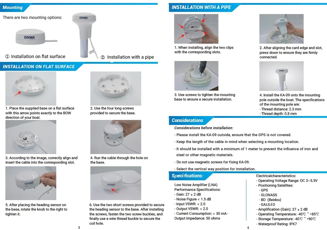The New Onwa Ka-09 Marine Gps Antenna Ka-09 Gnss Antenna Gnss Antenna Can Accurately Locate