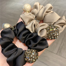 韩国东大门半圆水钻大肠圈轻奢高级感头绳女高级气质高亮珍珠发圈