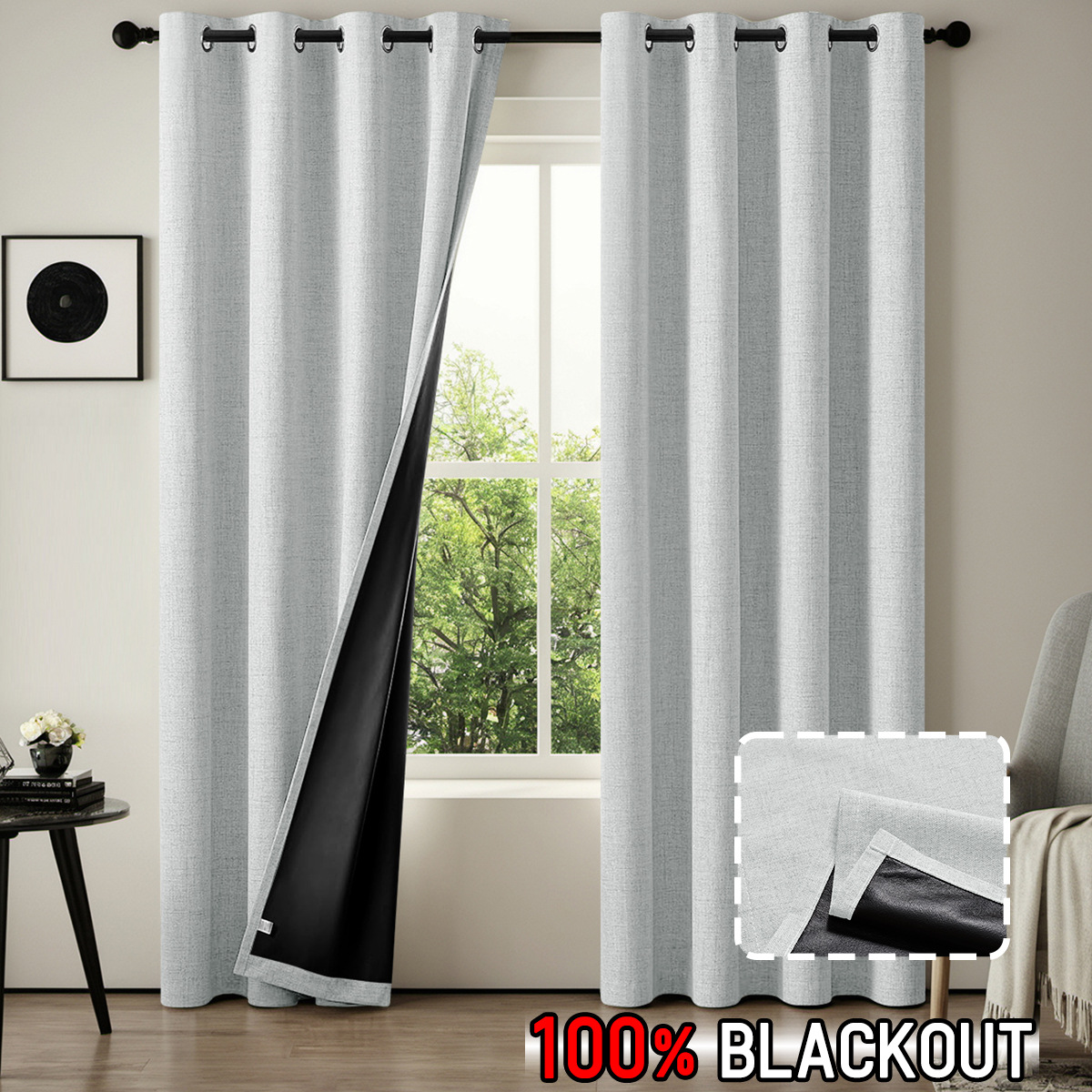 El superventas de Amazon, imitación de cáñamo, cáñamo arcoíris, película negra, cortinas opacas completas, protección solar para sala de estar, fabricante de fuentes de cortinas terminadas