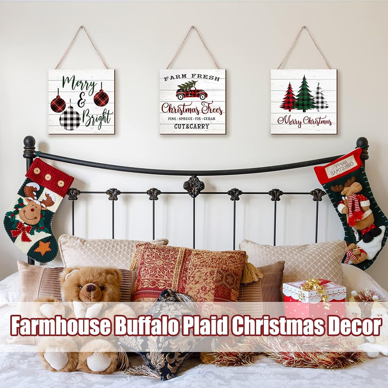 Navidad árbol de Navidad Santa Claus inglés kanglu pintura decorativa hogar sofá Fondo pared decoración sin marco pintura núcleo