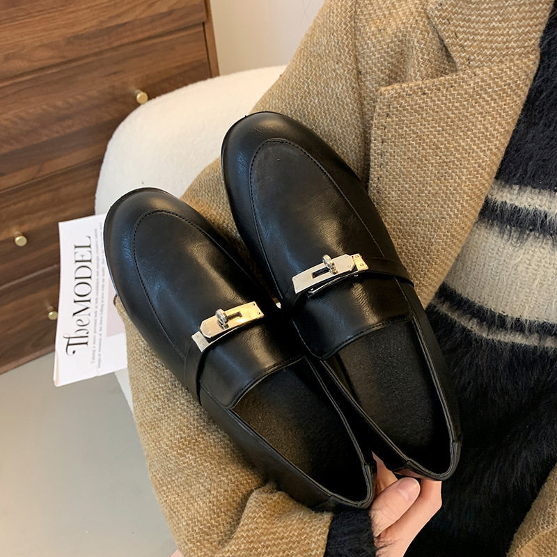 Height-Increasing British Style Black Leather Loafers 2026 New Fashion Trendy Versatile Stylish Slip-On Shoes