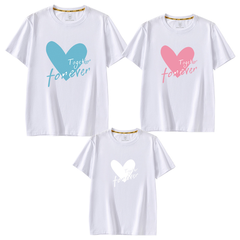 Ropa de padre e hijo retrato familiar manga corta 2024 Nuevo estilo una camiseta de tres bocas logotipo impreso jardín de infantes Ropa de jardín ropa de grupo