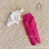 White top + pink trousers