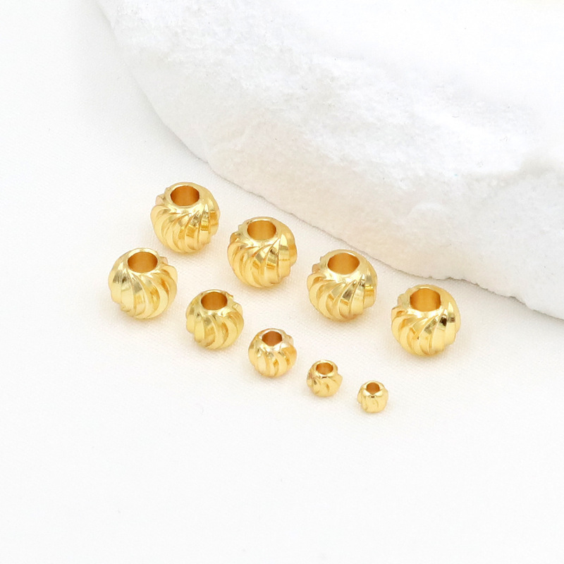 Copper Plated 14K Real Gold Scimitar Watermelon Beads Wheel Pattern Beads Round Beads Separated Beads Bracelet DIY Loose Beads 18K Gold Beads D14 Copper Plated 14K Real Gold Scimitar Watermelon Beads Wheel Pattern Beads Round Beads Separated Beads Bracelet DIY Loose Beads 18K Gold Beads D14