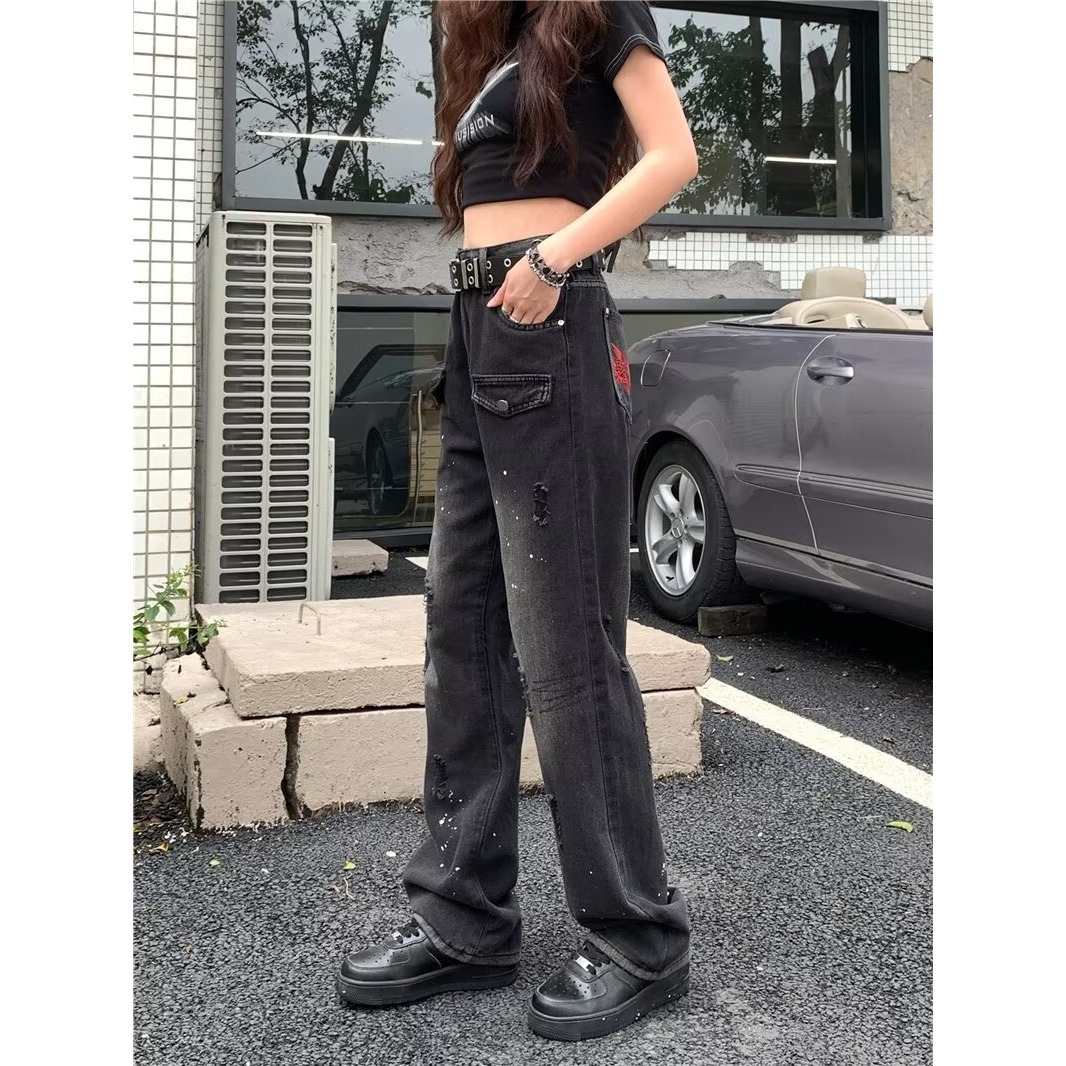 "Women's Denim Overalls - Classic Black Lumberjack Style, Relaxed Fit, Straight Leg, Comfortable & Stylish For Spring And Autumn_mkmklike.com
