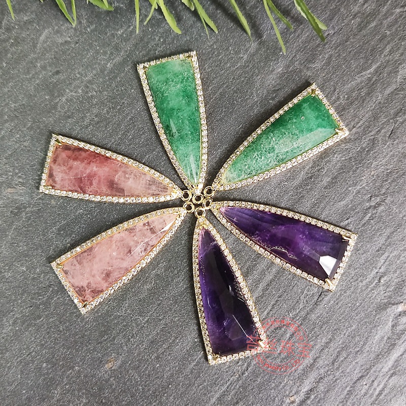 Natürlicher Amethyst Anhänger Halskette Lange Pulloverkette Damen_voghion.com