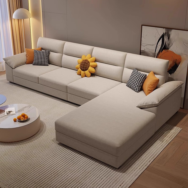 New Straight-Line Sofa, Wash-Free Technology Cloth, Small-Sized Living Room, Three or Four-Seat Fabric Sofa, Modern Simple Sofa