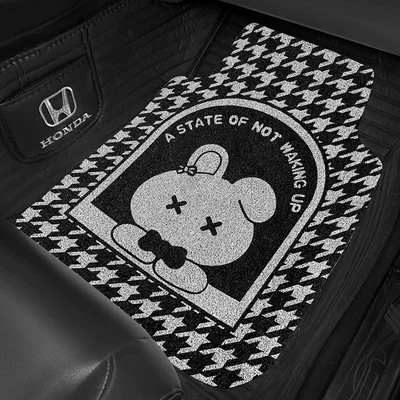 Universal Foot Pad single-piece Main driving anti-dirty carpet - houndstooth-bunny-front-foot-pad