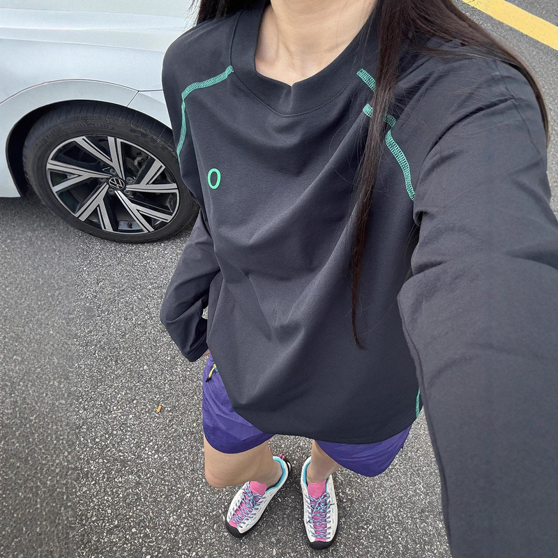 冰蓝色速干防晒长袖t恤男女夏季薄款撞色插肩袖户外运动骑行上衣|undefined