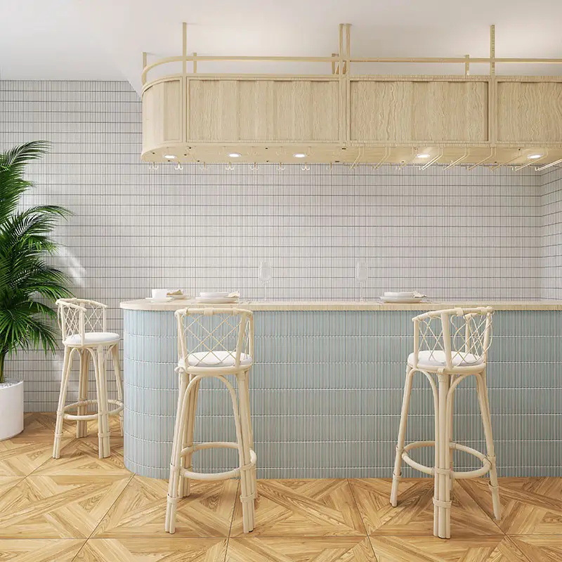 Nordic slender striped mosaic tile hotel background wall toilet…