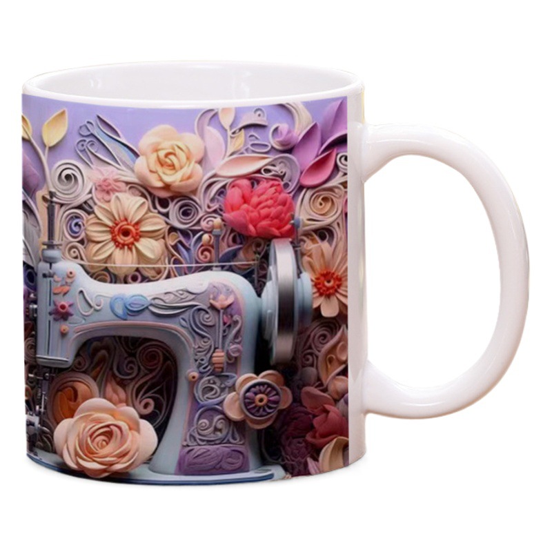 Cross-border 3D efecto taza de impresión imagen orden estantería Taza de cerámica impresión LOGO espacio creativo taza blanca