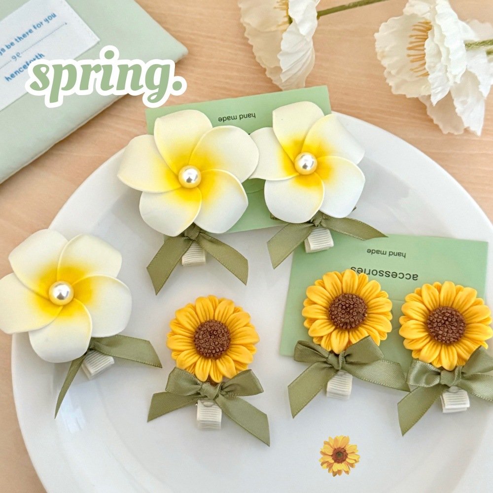 Hermoso girasol huevo de flores clip para el cabello interesante pequeño fresco dulce chica lateral clip de boca de pato clip para el cabello de niños