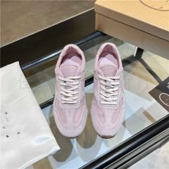 莞产高品真皮阿甘鞋春秋新款反绒网面拼接系带休闲鞋防滑舒适板鞋