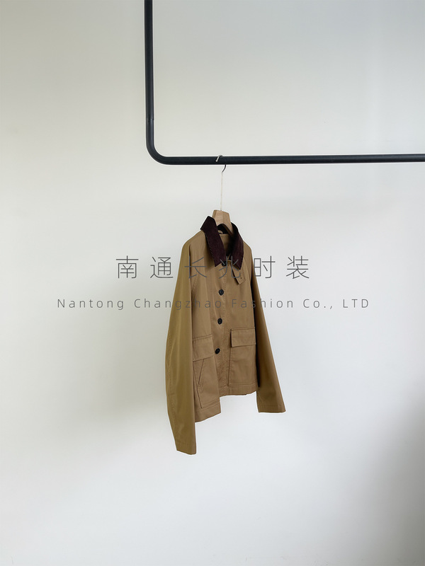 实用主义~小禾巴恩风纯棉高密斜纹拼接短夹克女早秋防风工装外套|undefined