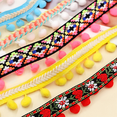 Ethnic color fur ball lace ball diameter 1.2CM clothing accessories skirt curtain decoration supply