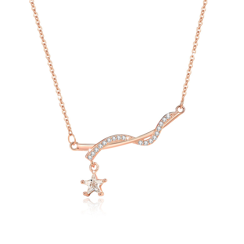 S925 collar de bobinado de estrella de plata esterlina femenino ligero lujo diseño de nicho sentido avanzado 2024 nueva cadena de clavícula de todo fósforo