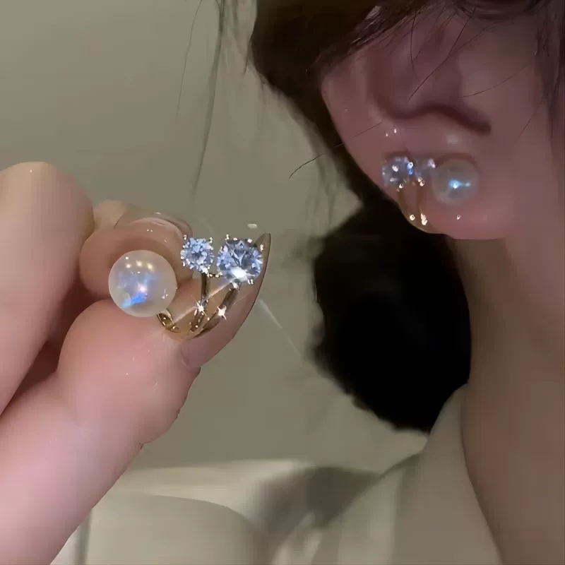 Серебряная игла, серьги из жемчуга, микроинкрустация, стиль легкой роскоши, стиль высокого качества