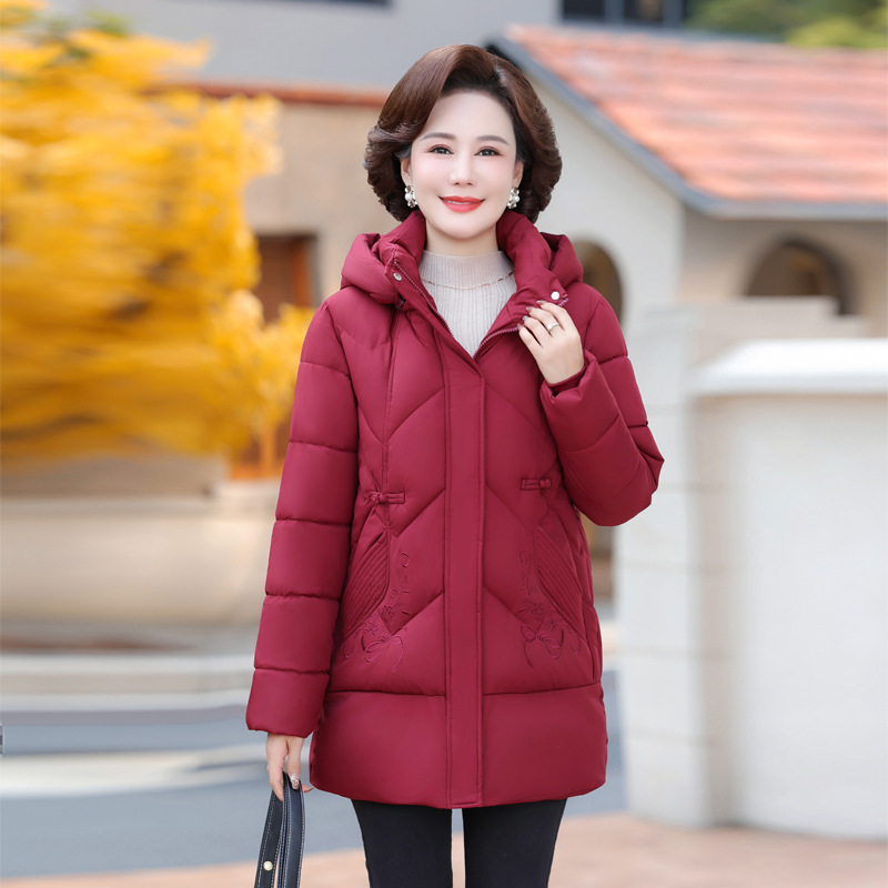 High-End Brand Winter down Jacket for Middle-Aged Women 2025 New Style Elegant Slimming Hooded Coat for Ladies