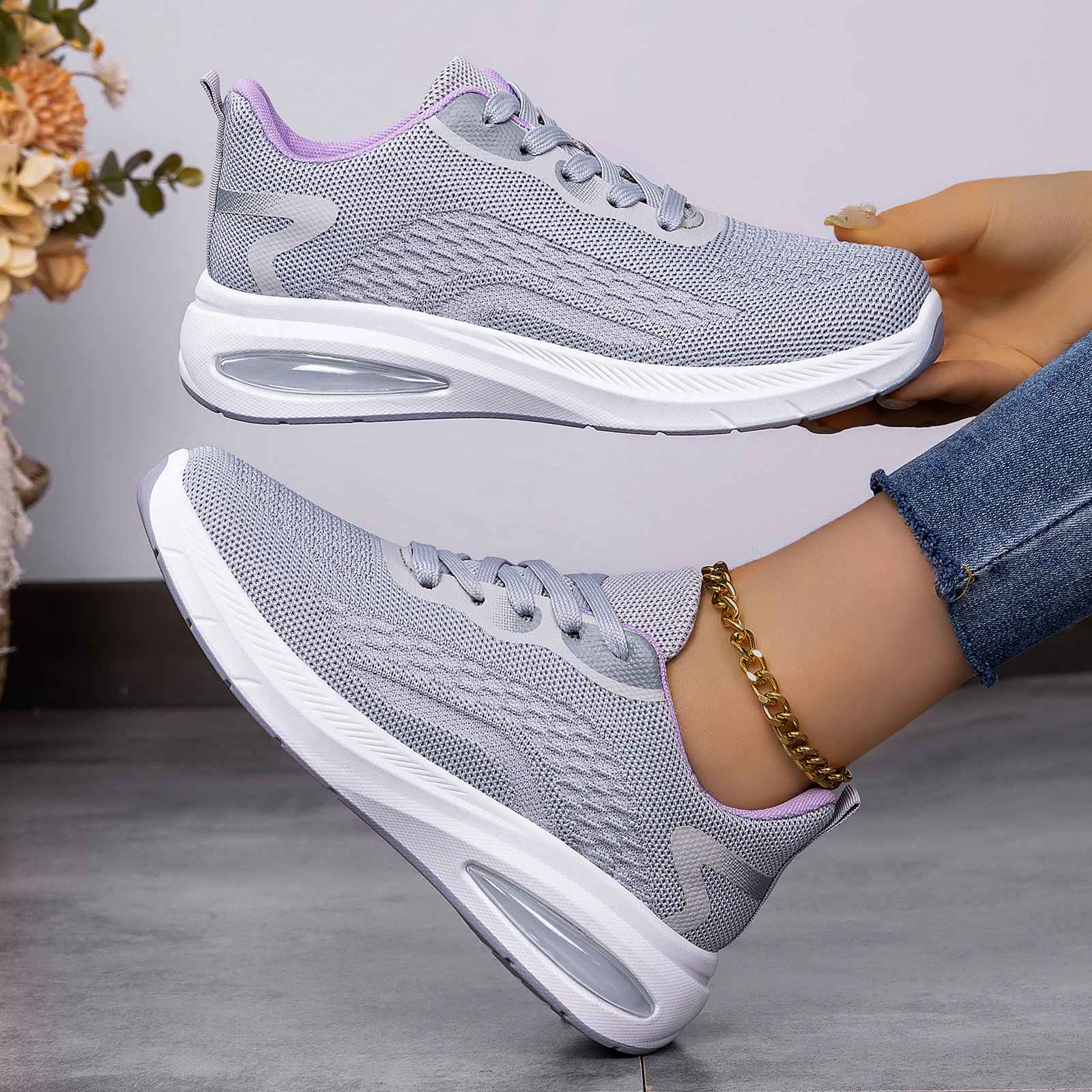 Zapatos de primavera para mujeres zapatos casuales al aire libre zapatos deportivos ligeros transfronterizos textiles transpirables zapatos de mujer zapatos de red