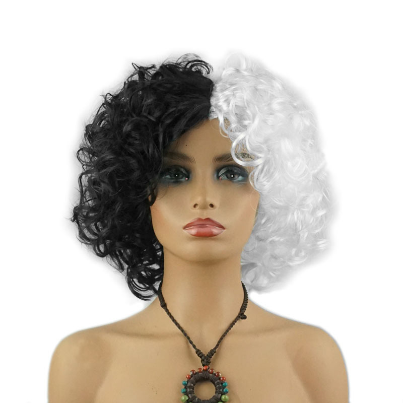 Black and White Witch Wig, Kuyinla Costume Headgear, Costume Party Props Black and White Witch Wig, Kuyinla Costume Headgear, Costume Party Props