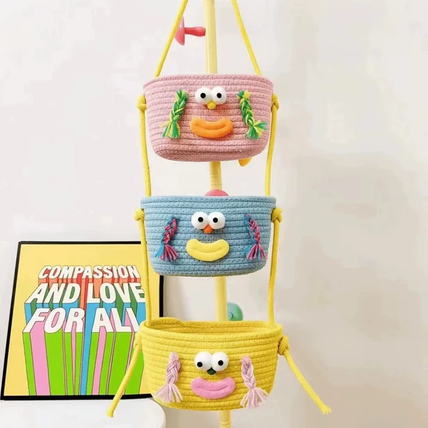 Ugly braid sausage girl three -layer hanging basket 21*11cm