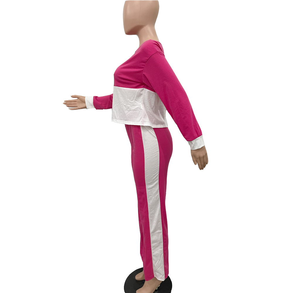 Damenbekleidung Kontrastfarbene Nähte Freizeitanzug Drei Farben Optional_voghion.com