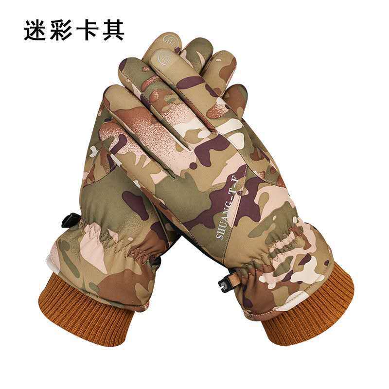 New autumn and winter ski gloves men and women touch screen fleece-lined outdoor mountaineering riding winter warm gloves