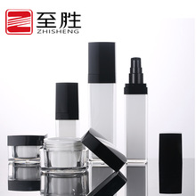 化妆品四方亚克力瓶100ML乳液按压瓶30G双层膏霜套装瓶子现货批发