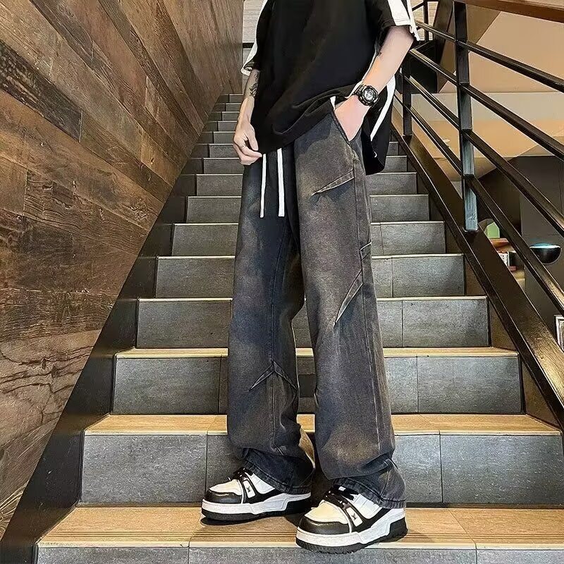 Men's Jeans 2025 New Spring and Autumn Large Size Loose Wide-Leg Straight Pants American Retro Vibe Pants for Boys