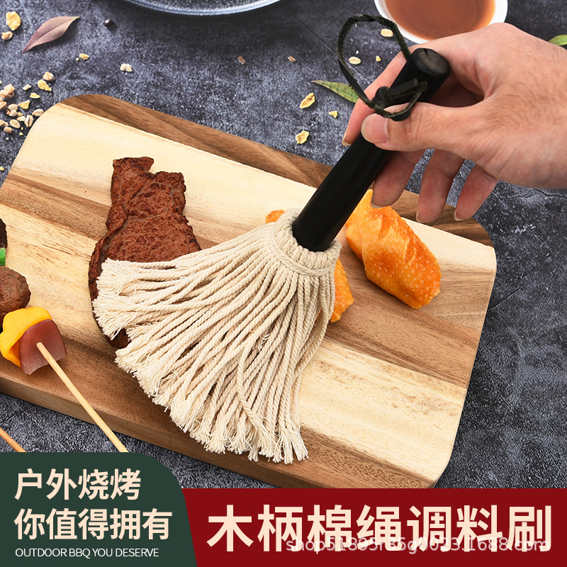 Трансграничное Специально для Amazon BBQ Барбекю швабра сменная головка резиновая деревянная ручка для барбекю обжарки погружения артефакт щетка