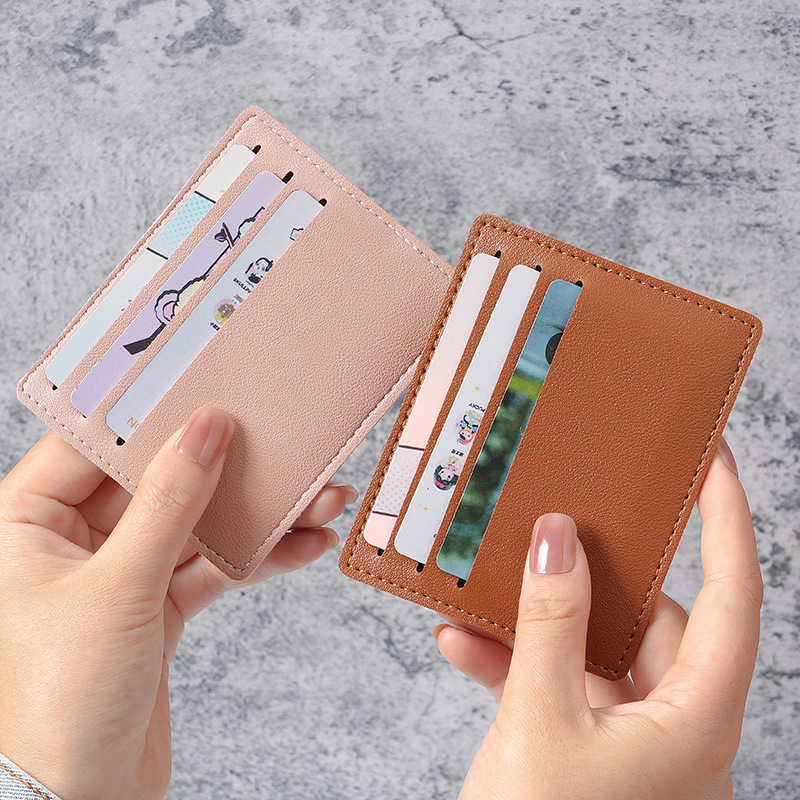 小さいカードの包みの女性の小さくて薄い超薄型のミニカードはバスの銀行のカードのカバーの男性の1錠の携帯性の消磁防止のカードの包みを挟みます。|undefined