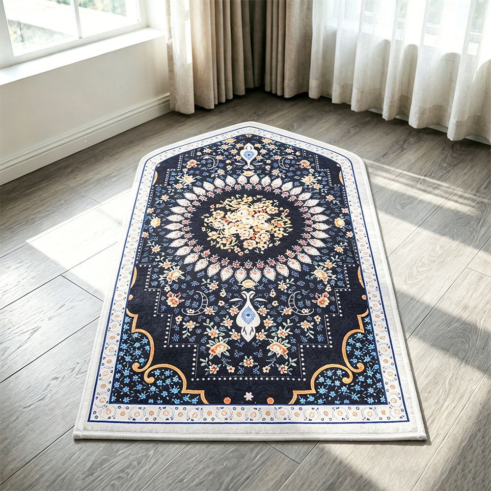Middle Eastern Exotic Arched Prayer Rug Multi-Colored Flower Dome Pattern Thickened Anti-Slip Prayer Rug Source Factory Direct Sales