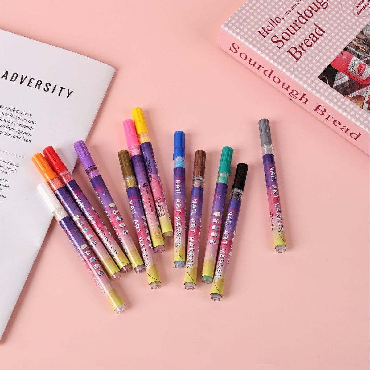 Nail art graffiti pen, waterproof, quick-drying acrylic marker, ultra-fine tip, consistent ink flow, DIY nail art outlining and graffiti pen
