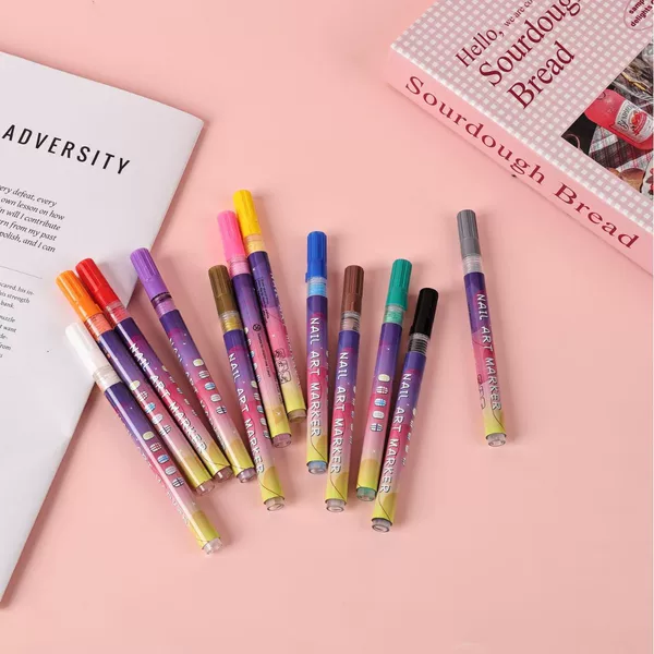 Nail art graffiti pen, waterproof, quick-drying acrylic marker, ultra-fine tip, consistent ink flow, DIY nail art outlining and graffiti pen
