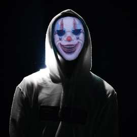 现货跨境新款个性APP控制全彩变脸可插入图片LED发光面具厂家现货