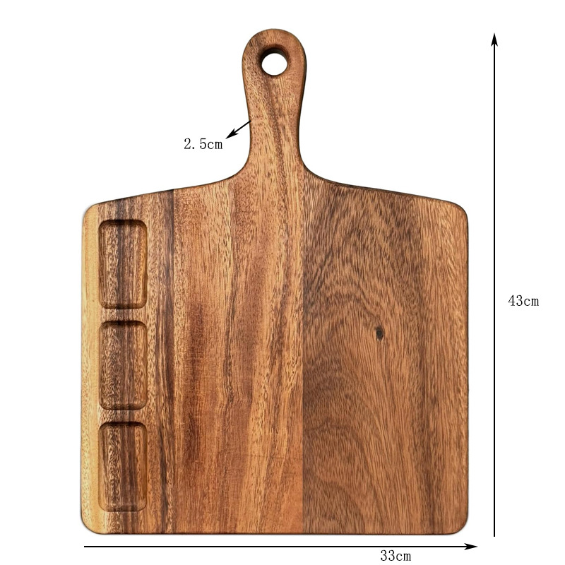 Tabla de cortar de madera Tablero de cortar multifunción para el hogar Tabla de cortar de cocina con mango Carne Tablero de pizza Queso Plato