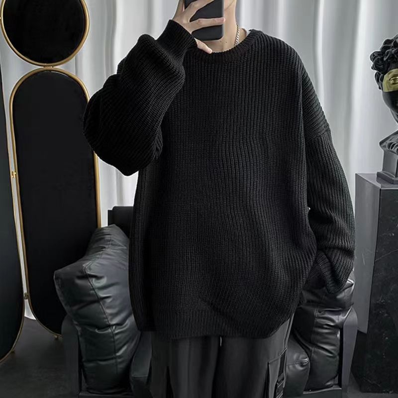 Ventas directas de fábrica suéter de los hombres estudiante Otoño e Invierno guapo suelto estilo coreano estilo Hong Kong todo fósforo suéter de moda lana gruesa