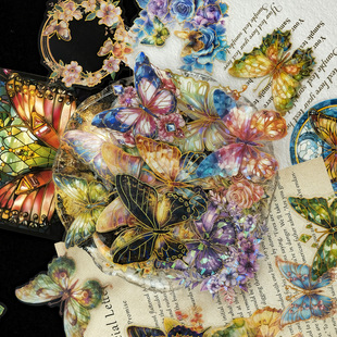 30 laser bronzing butterfly flower hand account decoration stickers DIY creative butterfly hand account decoration material stickers