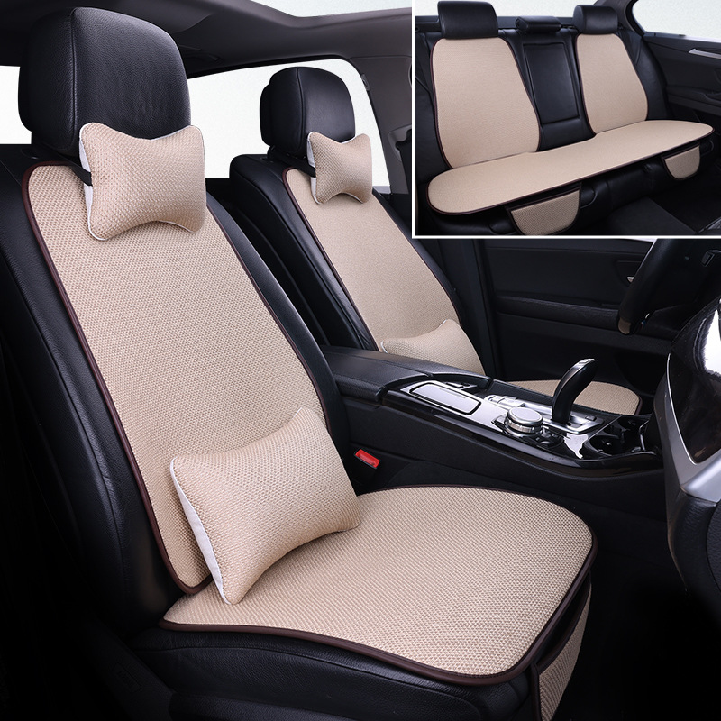 Nuevo cojín de automóvil de lino, cuatro estaciones, algodón y lino transpirable, cómodo y antideslizante, cubierta de cojín integral de estilo comercial