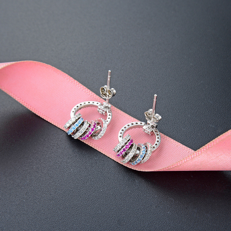 S925 plata anillo de zircón anillo de fijación pendientes de moda coreana simple personalidad joyas de orejas un cabello