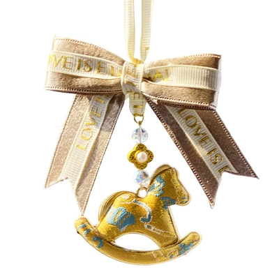 Bowknot Song Brocade Rocking Horse Car hanging - bow-song-brocade-rocking-horse-pendant-gold
