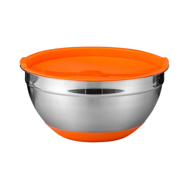 Acero inoxidable 201 ensaladera de silicona traje cubierta a prueba de salpicaduras cuenca de sopa fondo de silicona vajilla tazón condimento Cuenca para hornear suministros