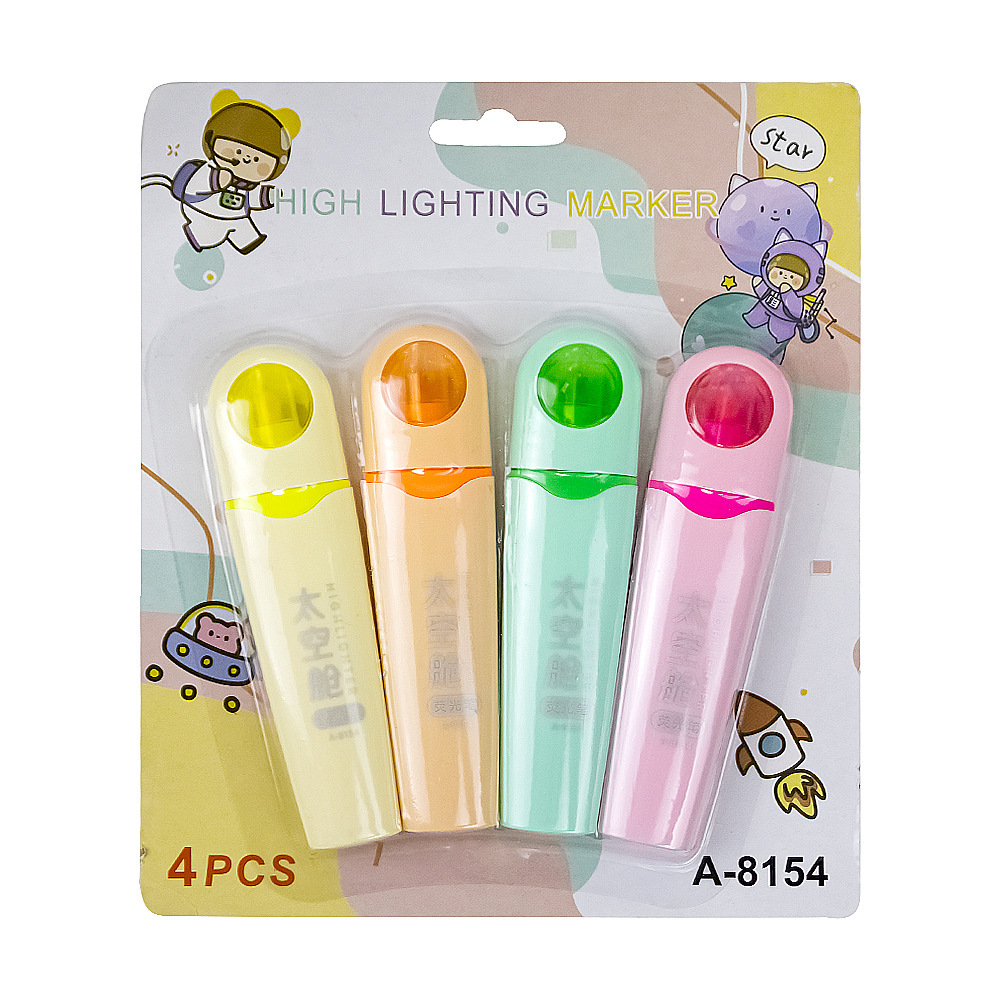 cápsula espacial serie de resaltador de cabeza blanda alto valor de cara liberación marcador marcador de puntos clave de los estudiantes bolígrafo