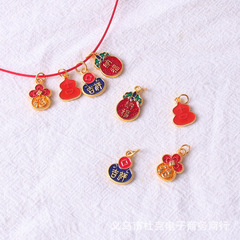 Plated Oil Alloy Accessories, Auspicious Gourd Double-Sided Colorful Pendant Accessories DIY Braided Cord Hanger Wholesale