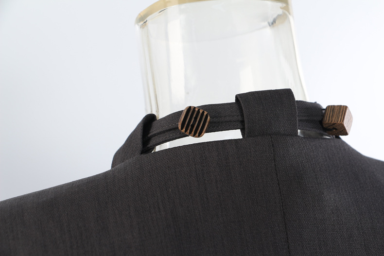 Ensemble blazer et pantalon deux pièces GraceChic Automne 25, coupe ample et tendance, boutons en bois véritable, pour femme, référence 1816_voghion.com