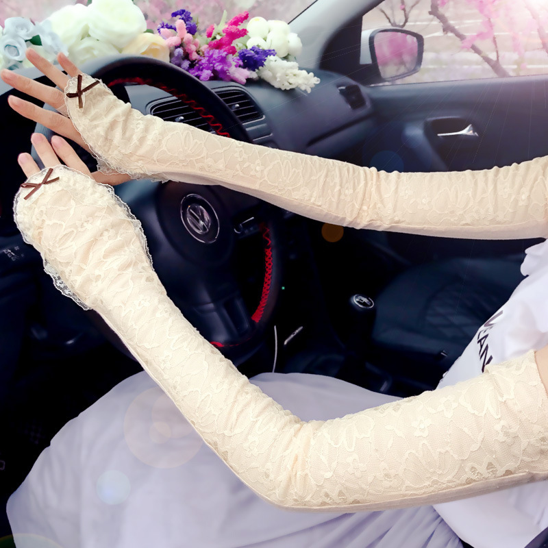Protección solar manga del brazo guantes largos de las mujeres manga de encaje protección del brazo protección UV verano conducción ciclismo manga de hielo