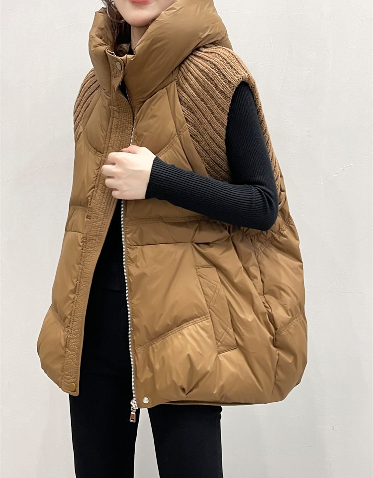 Damenbekleidung Gestrickte Ärmel Warme Jacke Weste für Damen 2024 Winter Neue Art Mode Kapuzendesign Warme kleine Außenweste_voghion.com