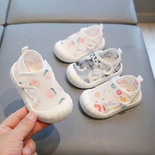 Xiao Liu Bao spring and summer baby 1-2 years old sandals breathable mesh non-slip soft bottom children's double velcro toddler sandals